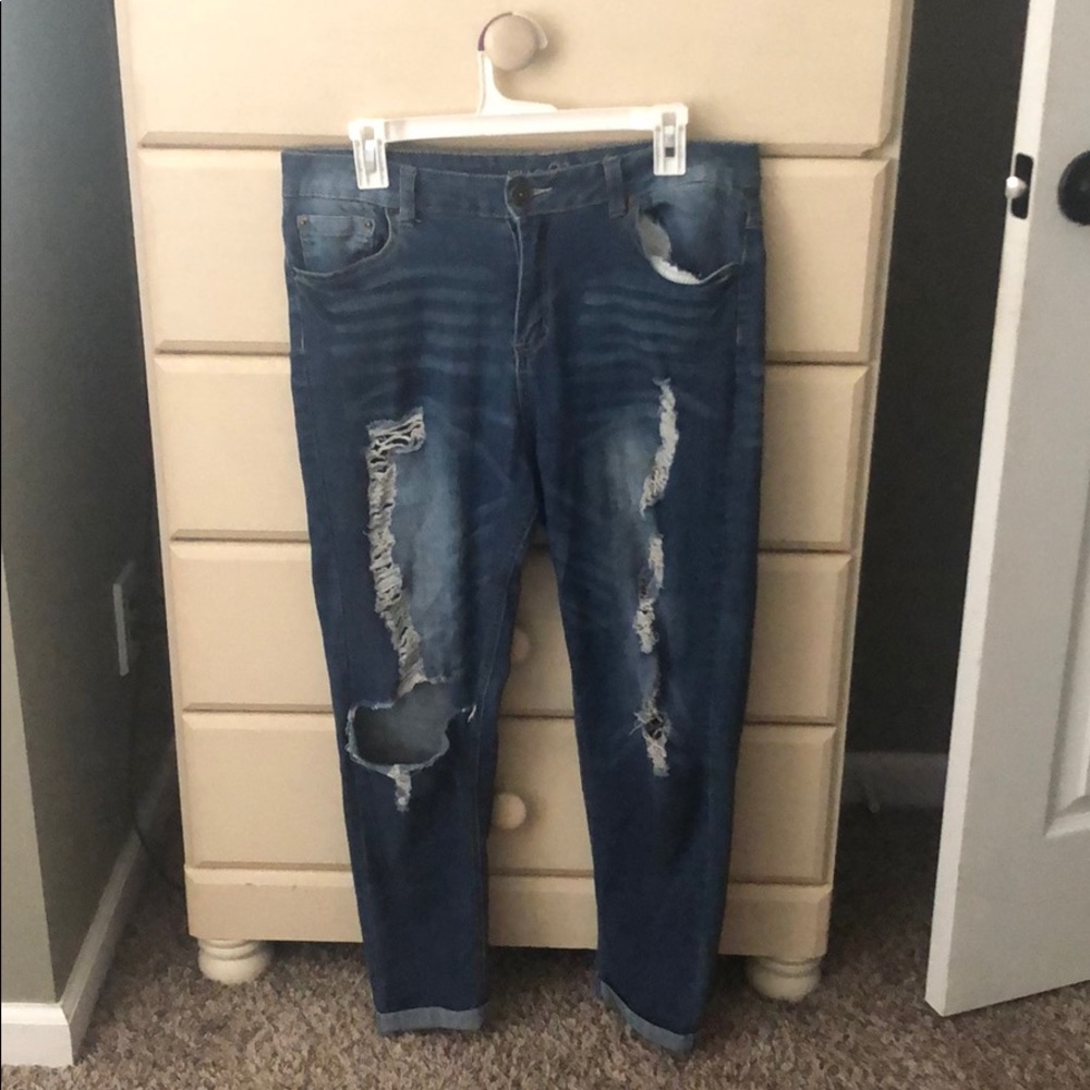 Ripped jeans.